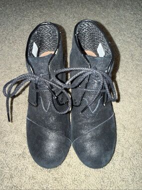 Toms Black Suede Lace-Up Ankle Boots